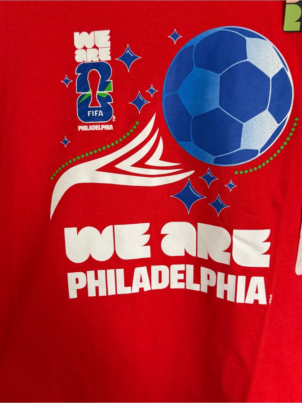 FIFA World Cup 2026 Philadelphia We Are Philadelphia Womens V Neck Tee L NWT Red - Picture 5 of 16